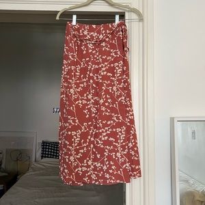 Rouje Gloria midi wrap skirt in pink floral print, size FR 36 / US 4